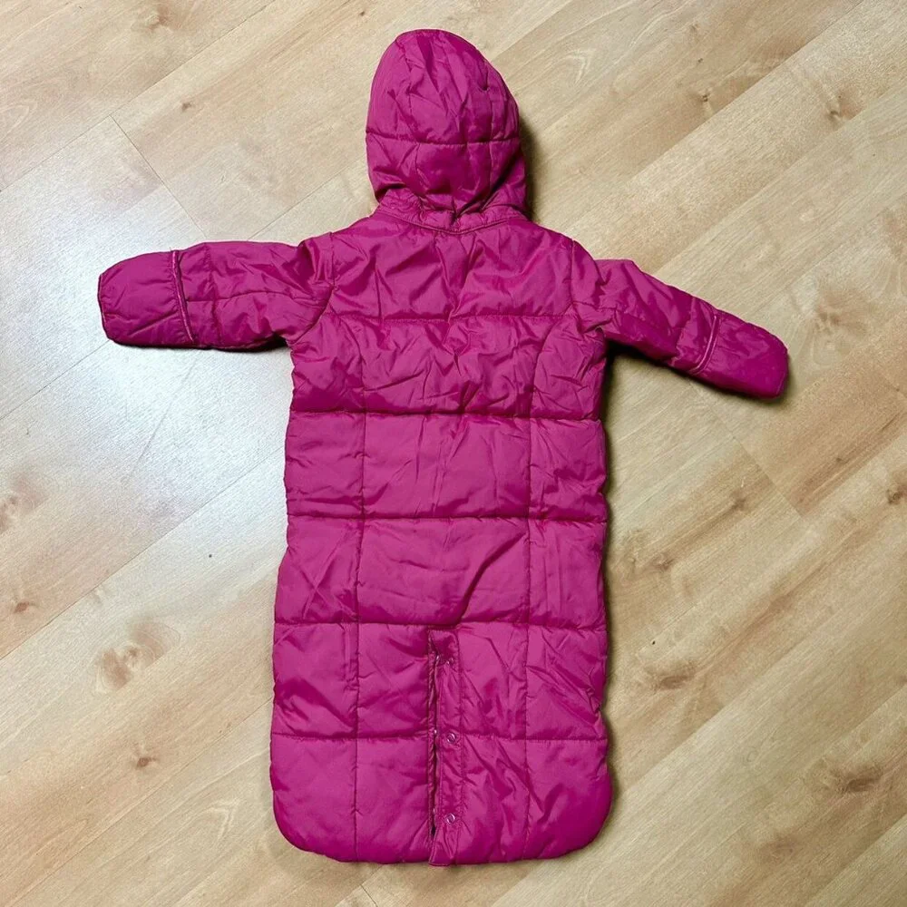 Baby Gap Pink Puffer Warmest Bundles Hooded Convertible Bunting Size 6-12M